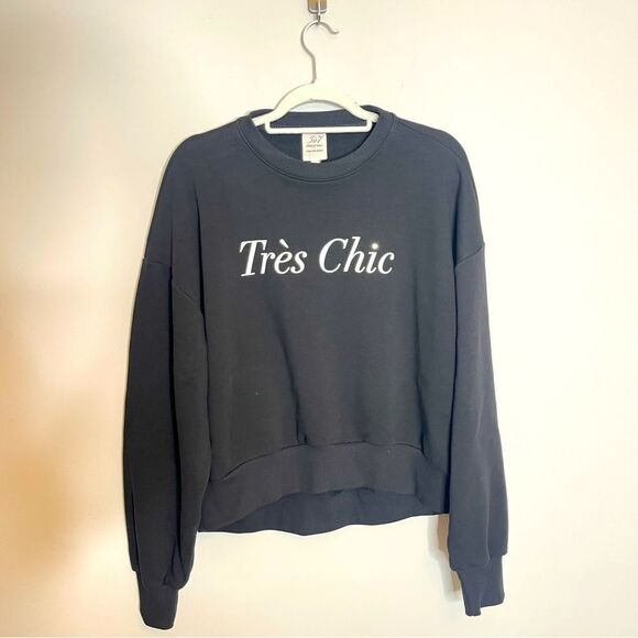 $225 Cinq a Sept Tres Chic Black Sweatshirt Pullover NWT SMALL - Picture 1 of 6